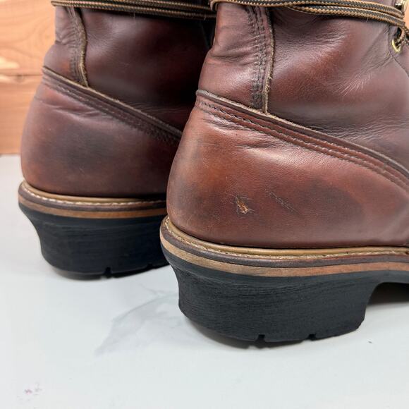 Red Wing Vintage Logger Work Leather Boots Burgundy Made USA Mens size 10 D - Picture 11 of 15